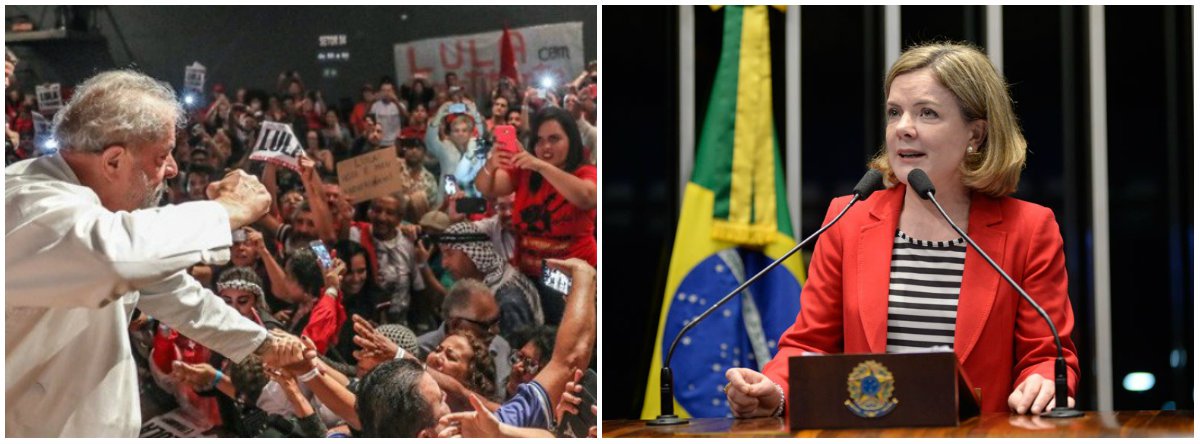 Com a proximidade do julgamento do ex-presidente Lula, a senadora Gleisi Hoffmann (PT-PR) afirmou que "a única solução possível do ponto de vista legal" é a absolvição do petista da condenação a nove anos e meio de prisão decretada pelo juiz Sergio Moro; "Uma sentença condenatória não será uma sentença justa", disse ela, em ato em Porto Alegre a favor da candidatura do petista à presidência da República; "É um processo político, então é na política que a gente tem que recorrer" (Foto: Leonardo Lucena) Com a proximidade do julgamento do ex-presidente Lula, a senadora Gleisi Hoffmann (PT-PR) afirmou que "a única solução possível do ponto de vista legal" é a absolvição do petista da condenação a nove anos e meio de prisão decretada pelo juiz Sergio Moro; "Uma sentença condenatória não será uma sentença justa", disse ela, em ato em Porto Alegre a favor da candidatura do petista à presidência da República; "É um processo político, então é na política que a gente tem que recorrer"