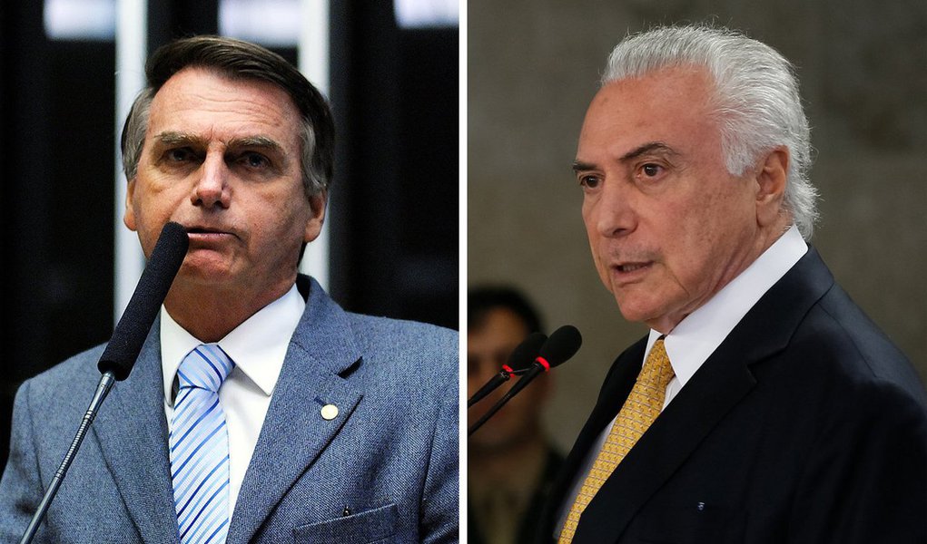O deputado Jair Bolsonaro (PSC-RJ), pré-candidato de extrema-direita à Presidência, atestou que Michel Temer tentou roubar seu discurso de combate à violência com o decreto de intervenção militar na Segurança Pública do Rio de Janeiro; "Temer já roubou muita coisa, mas meu discurso ele não vai roubar, não", disse Bolsonaro em entrevista ao jornalista Tales Faria, do Poder 360 (Foto: Aquiles Lins) O deputado Jair Bolsonaro (PSC-RJ), pré-candidato de extrema-direita à Presidência, atestou que Michel Temer tentou roubar seu discurso de combate à violência com o decreto de intervenção militar na Segurança Pública do Rio de Janeiro; "Temer já roubou muita coisa, mas meu discurso ele não vai roubar, não", disse Bolsonaro em entrevista ao jornalista Tales Faria, do Poder 360