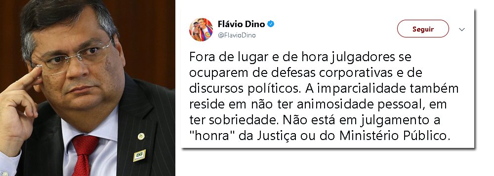 O governador do Maranhão, Flávio Dino (PCdoB), criticou a postura dos desembargadores do TRF-4 durante o julgamento dos recursos do ex-presidente Lula no caso do tríplex do Guarujá; "Fora de lugar e de hora julgadores se ocuparem de defesas corporativas e de discursos políticos. A imparcialidade também reside em não ter animosidade pessoal, em ter sobriedade. Não está em julgamento a "honra" da Justiça ou do Ministério Público", escreveu Dino em seu perfil no Twitter (Foto: Charles Nisz) O governador do Maranhão, Flávio Dino (PCdoB), criticou a postura dos desembargadores do TRF-4 durante o julgamento dos recursos do ex-presidente Lula no caso do tríplex do Guarujá; "Fora de lugar e de hora julgadores se ocuparem de defesas corporativas e de discursos políticos. A imparcialidade também reside em não ter animosidade pessoal, em ter sobriedade. Não está em julgamento a "honra" da Justiça ou do Ministério Público", escreveu Dino em seu perfil no Twitter