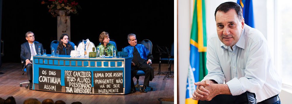 Professores continuam banidos da universidade e a reputação do reitor continua sendo achincalhada pelas forças de repressão, sem que haja uma contraofensiva à altura por parte da UFSC, diz texto do Jornalistas Livres, para quem a recente exoneração do pivô da operação "Ouvidos Moucos", o corregedor Rodolfo Hickel do Prado, chegou tarde (Foto: Gisele Federicce) Professores continuam banidos da universidade e a reputação do reitor continua sendo achincalhada pelas forças de repressão, sem que haja uma contraofensiva à altura por parte da UFSC, diz texto do Jornalistas Livres, para quem a recente exoneração do pivô da operação "Ouvidos Moucos", o corregedor Rodolfo Hickel do Prado, chegou tarde
