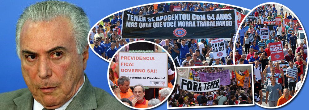 "A sociedade perde com a reforma previdenciária de Temer. Não ataca os setores mais privilegiados, os dos altos salários. E mesmo esses segmentos sentirão as conseqüências da vulnerabilidade social que acompanha o empobrecimento da população", alerta a presidente do PT, senadora Gleisi Hoffmann, sobre o projeto de Michel Temer; "Só tem uma coisa a fazer para impedir as maldades da Reforma da Previdência de Temer: é protestar! Lutar contra esse absurdo! Senão, ir para a rua poderá ter um sentido mais amargo e doloroso do que manifestar hoje a nossa contrariedade diante desse ataque aos direitos de todos, trabalhadores e trabalhadoras", diz Gleisi (Foto: Gleisi Hoffmann) "A sociedade perde com a reforma previdenciária de Temer. Não ataca os setores mais privilegiados, os dos altos salários. E mesmo esses segmentos sentirão as conseqüências da vulnerabilidade social que acompanha o empobrecimento da população", alerta a presidente do PT, senadora Gleisi Hoffmann, sobre o projeto de Michel Temer; "Só tem uma coisa a fazer para impedir as maldades da Reforma da Previdência de Temer: é protestar! Lutar contra esse absurdo! Senão, ir para a rua poderá ter um sentido mais amargo e doloroso do que manifestar hoje a nossa contrariedade diante desse ataque aos direitos de todos, trabalhadores e trabalhadoras", diz Gleisi