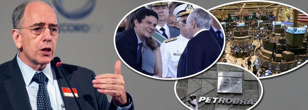 Além de participar timidamente dos leilões do pré-sal, permitindo que as reservas brasileiras fossem assumidas por empresas como Shell, Exxon e Chevron, Pedro Parente, presidente da Petrobras, decidiu fechar um acordo com a Justiça dos Estados Unidos para que a estatal brasileira pague US$ 2,95 bilhões – o equivalente a R$ 10 bilhões – a investidores norte-americanos; assim, o dinheiro recuperado pela Lava Jato, conduzida por Sergio Moro, segue direto para os Estados Unidos (Foto: Leonardo Attuch) Além de participar timidamente dos leilões do pré-sal, permitindo que as reservas brasileiras fossem assumidas por empresas como Shell, Exxon e Chevron, Pedro Parente, presidente da Petrobras, decidiu fechar um acordo com a Justiça dos Estados Unidos para que a estatal brasileira pague US$ 2,95 bilhões – o equivalente a R$ 10 bilhões – a investidores norte-americanos; assim, o dinheiro recuperado pela Lava Jato, conduzida por Sergio Moro, segue direto para os Estados Unidos