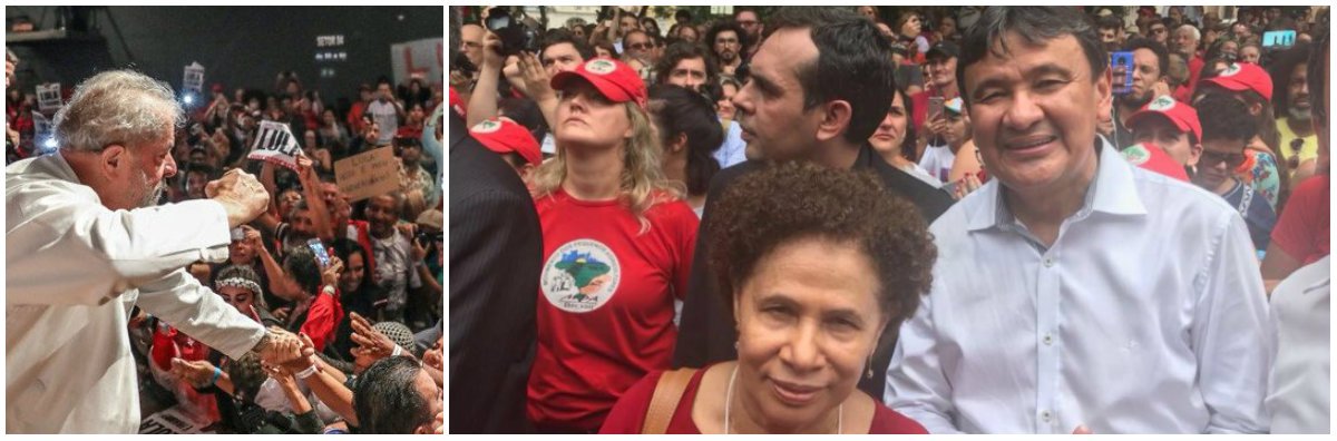 No Facebook, o governador do Piauí, Wellington Dias, postou: "Já estou em Porto Alegre, no Rio Grande do Sul, participando do evento "Mulheres Pela Democracia e Pelo Direito de Lula Ser Candidato"; milhares de pessoas reunidas em frente à Assembleia Legislativa do Rio Grande do Sul, lutando pelos seus ideais e pela democracia do nosso país!" (Foto: Leonardo Lucena) No Facebook, o governador do Piauí, Wellington Dias, postou: "Já estou em Porto Alegre, no Rio Grande do Sul, participando do evento "Mulheres Pela Democracia e Pelo Direito de Lula Ser Candidato"; milhares de pessoas reunidas em frente à Assembleia Legislativa do Rio Grande do Sul, lutando pelos seus ideais e pela democracia do nosso país!"