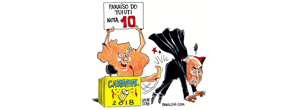 Em charge para o 247 sobre o Carnaval, o cartunista Carlos Latuff diz que a Beija-Flor é a campeã oficial do carnaval de 2018, mas a Paraíso do Tuiuti, que denunciou o golpe ao mundo, é a campeã do coração de todos os brasileiros (Foto: Gisele Federicce) Em charge para o 247 sobre o Carnaval, o cartunista Carlos Latuff diz que a Beija-Flor é a campeã oficial do carnaval de 2018, mas a Paraíso do Tuiuti, que denunciou o golpe ao mundo, é a campeã do coração de todos os brasileiros