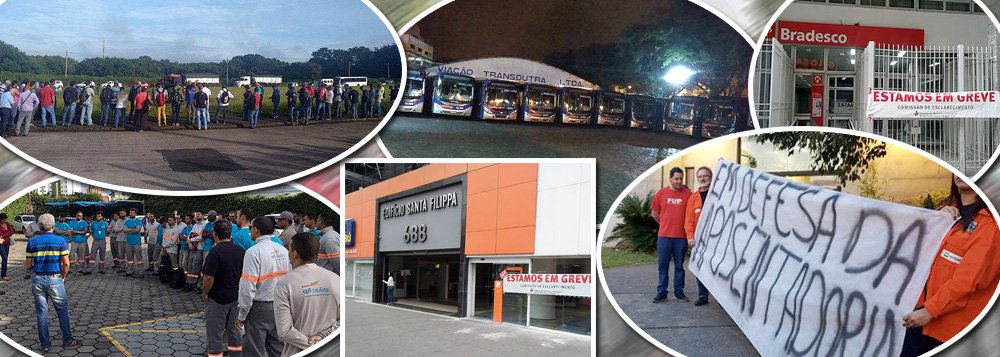 Trabalhadores de diferentes categorias e de diversos pontos do país realizam atividades e cruzam os braços desde as primeiras horas da manhã desta segunda-feira (19), dia nacional de mobilizações contra a reforma da Previdência; uma série de atos e manifestações estão programadas pelos movimentos sociais e sindical para mostrar ao governo Temer e ao Congresso Nacional que os trabalhadores querem a retirada definitiva da proposta que altera as regras para as aposentadorias sob alegação de déficit da Previdência; confira manifestações pelo Brasil (Foto: Aquiles Lins) Trabalhadores de diferentes categorias e de diversos pontos do país realizam atividades e cruzam os braços desde as primeiras horas da manhã desta segunda-feira (19), dia nacional de mobilizações contra a reforma da Previdência; uma série de atos e manifestações estão programadas pelos movimentos sociais e sindical para mostrar ao governo Temer e ao Congresso Nacional que os trabalhadores querem a retirada definitiva da proposta que altera as regras para as aposentadorias sob alegação de déficit da Previdência; confira manifestações pelo Brasil