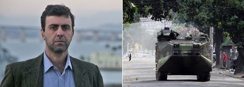 O Psol, que tem como principal liderança no Rio de Janeiro o deputado estadual Marcelo Freixo, divulgou nota conjunta, assinada pelas executivas nacional, fluminense e carioca, em que rechaça a intervenção militar no estado; "Depois de tanto desgoverno, o PMDB, por meio do governo corrupto (e ilegítimo) de Temer e de Pezão, apresenta como grande saída para a segurança uma intervenção federal. Fingem ignorar que o problema da violência no Estado (e no país) decorre essencialmente de questões estruturais, como a desigualdade, agravada pela retirada de direitos sociais e aumento do desemprego, promovidas por eles próprios", diz o texto; confira a íntegra (Foto: Leonardo Attuch) O Psol, que tem como principal liderança no Rio de Janeiro o deputado estadual Marcelo Freixo, divulgou nota conjunta, assinada pelas executivas nacional, fluminense e carioca, em que rechaça a intervenção militar no estado; "Depois de tanto desgoverno, o PMDB, por meio do governo corrupto (e ilegítimo) de Temer e de Pezão, apresenta como grande saída para a segurança uma intervenção federal. Fingem ignorar que o problema da violência no Estado (e no país) decorre essencialmente de questões estruturais, como a desigualdade, agravada pela retirada de direitos sociais e aumento do desemprego, promovidas por eles próprios", diz o texto; confira a íntegra