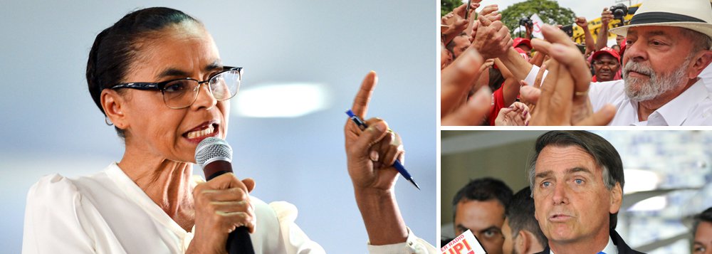 Considerado o melhor presidente da história do Brasil por 50% dos brasileiros, o ex-presidente Lula não sobrevive sem a candidatura de Jair Bolsonaro; essa é a avaliação da ex-senadora Marina Silva; "Um se tornou o cabo eleitoral do outro. Um não sobrevive sem o outro. Em apoio a quebra da polarização, e Lula e Bolsonaro são os dois extremos, de esquerda e direita", disse, em entrevista à Veja; Marina afirmou que ainda está pensando sobre a possibilidade de se candidatar ao Planalto pela Rede e vê o cenário de 2018 mais difícil do que 2014 e 2010; ela aparece em terceiro lugar nas pesquisas, com cerca de 14% das intenções de voto (Foto: Gisele Federicce) Considerado o melhor presidente da história do Brasil por 50% dos brasileiros, o ex-presidente Lula não sobrevive sem a candidatura de Jair Bolsonaro; essa é a avaliação da ex-senadora Marina Silva; "Um se tornou o cabo eleitoral do outro. Um não sobrevive sem o outro. Em apoio a quebra da polarização, e Lula e Bolsonaro são os dois extremos, de esquerda e direita", disse, em entrevista à Veja; Marina afirmou que ainda está pensando sobre a possibilidade de se candidatar ao Planalto pela Rede e vê o cenário de 2018 mais difícil do que 2014 e 2010; ela aparece em terceiro lugar nas pesquisas, com cerca de 14% das intenções de voto