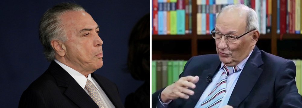 O advogado Ives Gandra Martins, um dos nomes proeminentes do conservadorismo brasileiro, sinaliza que o consórcio golpista, que instalou Michel Temer no poder, pode estar preparando o bote do parlamentarismo, diante da incapacidade da direita brasileira de produzir um candidato eleitoralmente viável; "Se conseguirmos que os poderes voltem a ser harmônicos e independentes, sem protagonismos e invasões de competências, penso que, nada obstante as dificuldades pela frente, poderemos estar a caminho de um sistema que, na história do Brasil, foi o mais duradouro: adotado em 1847, perdurou até 1889, quando Deodoro, pensando ter derrubado o Gabinete Ouro Preto, veio a saber que proclamara a República", diz ele (Foto: Leonardo Attuch) O advogado Ives Gandra Martins, um dos nomes proeminentes do conservadorismo brasileiro, sinaliza que o consórcio golpista, que instalou Michel Temer no poder, pode estar preparando o bote do parlamentarismo, diante da incapacidade da direita brasileira de produzir um candidato eleitoralmente viável; "Se conseguirmos que os poderes voltem a ser harmônicos e independentes, sem protagonismos e invasões de competências, penso que, nada obstante as dificuldades pela frente, poderemos estar a caminho de um sistema que, na história do Brasil, foi o mais duradouro: adotado em 1847, perdurou até 1889, quando Deodoro, pensando ter derrubado o Gabinete Ouro Preto, veio a saber que proclamara a República", diz ele