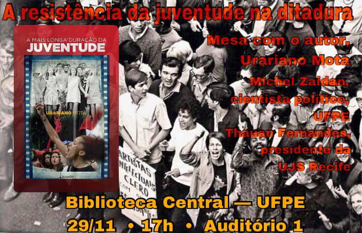 O autor Urariano Mota lança seu mais novo romance, A mais longa duração da rebeldia; no livro, é narrada a longa juventude dos que lutam contra a injustiça, não importa a idade, dos 16 aos maiores de 80 anos, focando na luta contra a ditadura militar brasileira (Foto: Urariano Mota) O autor Urariano Mota lança seu mais novo romance, A mais longa duração da rebeldia; no livro, é narrada a longa juventude dos que lutam contra a injustiça, não importa a idade, dos 16 aos maiores de 80 anos, focando na luta contra a ditadura militar brasileira