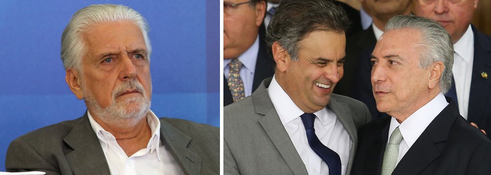 "Em um dia o Senado, com a ajuda de Temer, salva Aécio. No outro, a Comissão de Constituição e Justiça da Câmara vota a favor de Temer", resumiu o ex-ministro e ex-governador da Bahia Jaques Wagner, lembrando do poema "Quadrilha", de Carlos Drummond de Andrade; "Temer salva Aécio que salva Temer. Parece até um poema de Drummond, mas é só mais um capítulo do grande acordo nacional", completa (Foto: Gisele Federicce) "Em um dia o Senado, com a ajuda de Temer, salva Aécio. No outro, a Comissão de Constituição e Justiça da Câmara vota a favor de Temer", resumiu o ex-ministro e ex-governador da Bahia Jaques Wagner, lembrando do poema "Quadrilha", de Carlos Drummond de Andrade; "Temer salva Aécio que salva Temer. Parece até um poema de Drummond, mas é só mais um capítulo do grande acordo nacional", completa