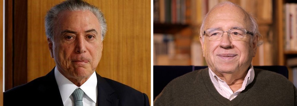 "Ninguém parecia ter dúvida de que a investigação, se autorizada pelos deputados e julgada pelo Supremo, fatalmente concluiria pela culpa de Temer. Nem seus apoiadores confiavam que ele saberia se defender. O empenho dos pró-Temer em evitar a investigação, mais do que qualquer outra coisa, provou como eram graves as acusações. Os defensores de Temer acabaram sendo seus mais convincentes acusadores", diz o escritor Luis Fernando Verissimo (Foto: Leonardo Attuch) "Ninguém parecia ter dúvida de que a investigação, se autorizada pelos deputados e julgada pelo Supremo, fatalmente concluiria pela culpa de Temer. Nem seus apoiadores confiavam que ele saberia se defender. O empenho dos pró-Temer em evitar a investigação, mais do que qualquer outra coisa, provou como eram graves as acusações. Os defensores de Temer acabaram sendo seus mais convincentes acusadores", diz o escritor Luis Fernando Verissimo