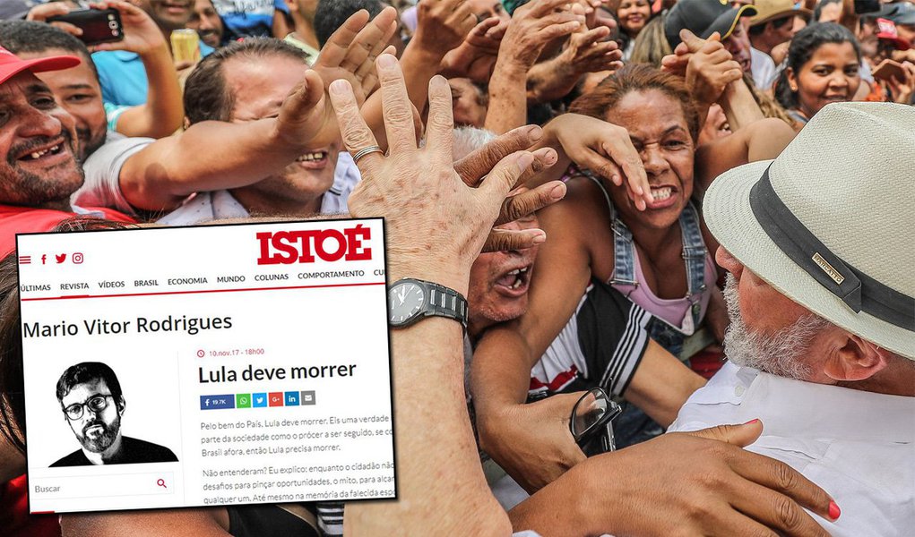 À exceção dos disseminadores do ódio contra Lula, a sociedade democrática está reagindo com revolta e indignação ao artigo "Lula deve morrer", do jornalista Mário Vitor Rodrigues, publicado pela IstoÉ (Foto: Benedita da Silva) www.brasil247.com - À exceção dos disseminadores do ódio contra Lula, a sociedade democrática está reagindo com revolta e indignação ao artigo "Lula deve morrer", do jornalista Mário Vitor Rodrigues, publicado pela IstoÉ