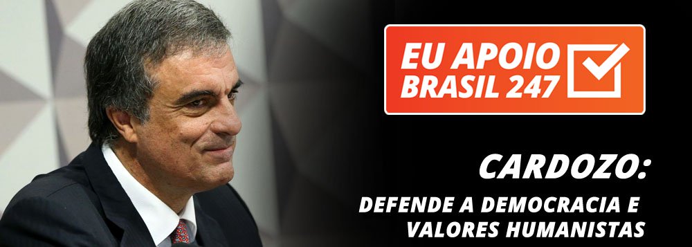 O ex-ministro José Eduardo Cardozo, advogado da presidente deposta Dilma Rousseff, também apoia a campanha de assinaturas solidárias do 247. "O Brasil 247 tem um papel muito importante neste momento, como vem tendo ao longo deste período, na defesa da democracia e de valores humanistas, para que possamos conviver com um governo democraticamente eleito, para que possamos nos afastar do golpe de 2016 e voltemos a afirmar a marcha do Brasil de combate à exclusão", diz ele. (Foto: Leonardo Attuch) O ex-ministro José Eduardo Cardozo, advogado da presidente deposta Dilma Rousseff, também apoia a campanha de assinaturas solidárias do 247. "O Brasil 247 tem um papel muito importante neste momento, como vem tendo ao longo deste período, na defesa da democracia e de valores humanistas, para que possamos conviver com um governo democraticamente eleito, para que possamos nos afastar do golpe de 2016 e voltemos a afirmar a marcha do Brasil de combate à exclusão", diz ele.