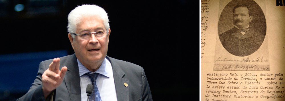 O senador Roberto Requião (PMDB-PR) mergulhou na história para provar que as “reformas” de Michel Temer provocam retrocesso no Brasil de 130 anos. O parlamentar buscou no baú o “Manifesto do Partido Operário”, de 1890, cujo autor era seu avô Justiniano de Mello e Silva, que propunha naquela época “educação integral”, “justiça gratuita”, “sobretaxação de sonegadores”, “construção de creches”, “bancos populares” e “previdência pública” (Foto: Leonardo Attuch) O senador Roberto Requião (PMDB-PR) mergulhou na história para provar que as “reformas” de Michel Temer provocam retrocesso no Brasil de 130 anos. O parlamentar buscou no baú o “Manifesto do Partido Operário”, de 1890, cujo autor era seu avô Justiniano de Mello e Silva, que propunha naquela época “educação integral”, “justiça gratuita”, “sobretaxação de sonegadores”, “construção de creches”, “bancos populares” e “previdência pública”