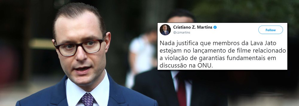 O advogado Cristiano Zanin Martins, defensor do ex-presidente Lula, criticou a presença de juízes e procuradores que compareceram nesta segunda-feira 28 à pré-estreia do filme sobre a Lava Jato, em Curitiba; além de membros da força-tarefa, o juiz Sergio Moro e Marcelo Bretas estiveram no evento; “Nada justifica que membros da Lava Jato estejam no lançamento de filme relacionado a violação de garantias fundamentais em discussão na ONU”, tuitou o advogado (Foto: Gisele Federicce) O advogado Cristiano Zanin Martins, defensor do ex-presidente Lula, criticou a presença de juízes e procuradores que compareceram nesta segunda-feira 28 à pré-estreia do filme sobre a Lava Jato, em Curitiba; além de membros da força-tarefa, o juiz Sergio Moro e Marcelo Bretas estiveram no evento; “Nada justifica que membros da Lava Jato estejam no lançamento de filme relacionado a violação de garantias fundamentais em discussão na ONU”, tuitou o advogado