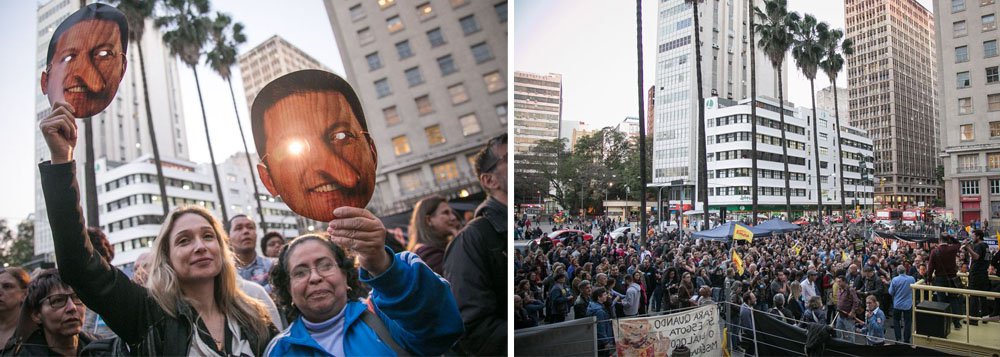 Centenas de servidores municipais se reuniram em frente à Prefeitura de Porto Alegre, no Centro, para exigir que o prefeito Nelson Marchezan Jr. (PSDB) retire o pacote de projetos que enviou recentemente para análise da Câmara de Vereadores; de acordo com os municipários, os projetos representam uma ameaça aos direitos dos funcionários públicos e prejuízos para os cidadãos (Foto: Leonardo Lucena) Centenas de servidores municipais se reuniram em frente à Prefeitura de Porto Alegre, no Centro, para exigir que o prefeito Nelson Marchezan Jr. (PSDB) retire o pacote de projetos que enviou recentemente para análise da Câmara de Vereadores; de acordo com os municipários, os projetos representam uma ameaça aos direitos dos funcionários públicos e prejuízos para os cidadãos