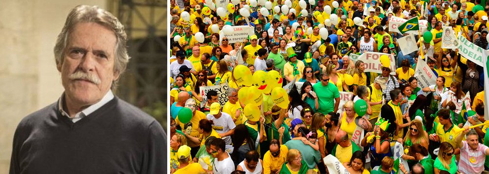"Brasileiro é o único povo do mundo que vai pra rua, veste camisa e usa bandeira, para levar seu país às trevas. Econômica, moral e educacionalmente. Conseguiram trazer de volta a República das Bananas. E dormem em berço esplêndido aguardando a pobreza chegar...", criticou o ator José de Abreu no Twitter (Foto: Gisele Federicce) "Brasileiro é o único povo do mundo que vai pra rua, veste camisa e usa bandeira, para levar seu país às trevas. Econômica, moral e educacionalmente. Conseguiram trazer de volta a República das Bananas. E dormem em berço esplêndido aguardando a pobreza chegar...", criticou o ator José de Abreu no Twitter