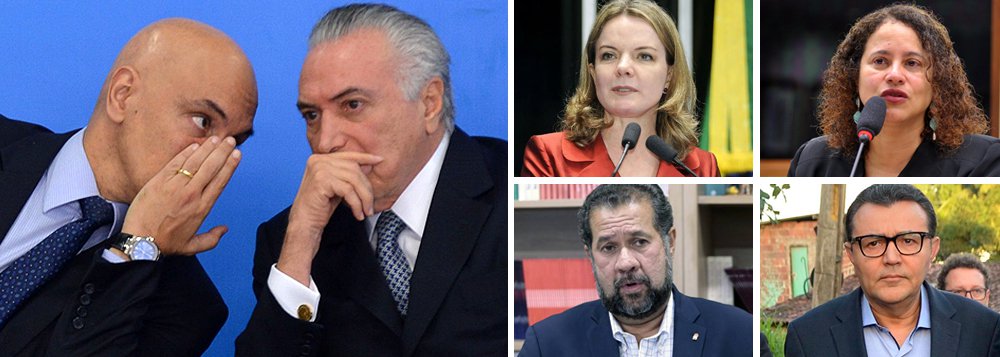 Em nota conjunta, os presidentes de quatro partidos – Carlos Lupi, do PDT, Carlos Siqueira, do PSB, Gleisi Hoffmann, do PT, e Luciana Santos, do PCdoB – protestam contra a mais recente manobra para aprofundar o golpe de 2016, que é a colocação em pauta, pelo ministro Alexandre de Moraes, de uma discussão sobre uma eventual emenda parlamentarista no Supremo Tribunal Federal; se essa ideia vingar, a turma de Michel Temer poderá se perpetuar no poder, mesmo tendo 95% de rejeição dos brasileiros; "A repentina inclusão, na pauta do STF, de uma ação para definir se o Congresso tem poderes para adotar o sistema parlamentarista, sem consultar a população em plebiscito, é o primeiro passo de mais um golpe contra a democracia e a soberania popular no país", diz a nota (Foto: Leonardo Attuch) Em nota conjunta, os presidentes de quatro partidos – Carlos Lupi, do PDT, Carlos Siqueira, do PSB, Gleisi Hoffmann, do PT, e Luciana Santos, do PCdoB – protestam contra a mais recente manobra para aprofundar o golpe de 2016, que é a colocação em pauta, pelo ministro Alexandre de Moraes, de uma discussão sobre uma eventual emenda parlamentarista no Supremo Tribunal Federal; se essa ideia vingar, a turma de Michel Temer poderá se perpetuar no poder, mesmo tendo 95% de rejeição dos brasileiros; "A repentina inclusão, na pauta do STF, de uma ação para definir se o Congresso tem poderes para adotar o sistema parlamentarista, sem consultar a população em plebiscito, é o primeiro passo de mais um golpe contra a democracia e a soberania popular no país", diz a nota