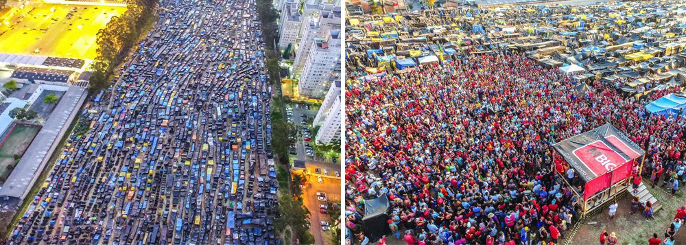 Chegou ao décimo dia a ocupação do Movimento dos Trabalhadores Sem Teto (MTST) de um terreno ocioso em São Bernardo do Campo, no ABC paulista; cerca de quatro mil famílias estão atualmente no local, que fica na rua João Augusto de Souza, em frente à fábrica da Scânia; são 60 mil metros quadrados que nunca foram utilizados; "Esta foto é uma das maiores ilustrações da crise social no país. Com o desemprego, muitos trabalhadores não conseguem mais pagar aluguel e por isso ocupam. Mas ela também retrata a esperança de quem aposta na luta e na resistência. Viva a ocupação Povo Sem Medo de São Bernardo do Campo!", comentou o MTST em sua página no Facebook
(Foto: Aquiles Lins) Chegou ao décimo dia a ocupação do Movimento dos Trabalhadores Sem Teto (MTST) de um terreno ocioso em São Bernardo do Campo, no ABC paulista; cerca de quatro mil famílias estão atualmente no local, que fica na rua João Augusto de Souza, em frente à fábrica da Scânia; são 60 mil metros quadrados que nunca foram utilizados; "Esta foto é uma das maiores ilustrações da crise social no país. Com o desemprego, muitos trabalhadores não conseguem mais pagar aluguel e por isso ocupam. Mas ela também retrata a esperança de quem aposta na luta e na resistência. Viva a ocupação Povo Sem Medo de São Bernardo do Campo!", comentou o MTST em sua página no Facebook