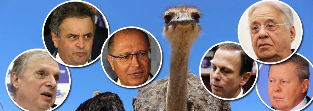 "A convenção que o PSDB realiza neste sábado terá uma única serventia: elegendo Geraldo Alckmin para a presidência do partido, os tucanos deixam de ter Aécio Neves como ocupante licenciado do cargo desde a eclosão do escândalo JBS. Não querem nem que ele apareça no evento. Fora isso, o encontro estará mais para uma festa de avestruzes, aquelas aves que, diante de situações arriscadas, enterram a cabeça na areia", avalia a colunista do 247 Tereza Cruvinel sobre a situação dos tucanos; ela destaca que o principal motivo para a convenção, o desembarque do governo Temer, saiu de pauta e não será discutido; "Quanto mais se enrolam em suas dúvidas, mais isoladas vão ficando no campo da própria centro-direita", diz Tereza (Foto: Tereza Cruvinel) www.brasil247.com - "A convenção que o PSDB realiza neste sábado terá uma única serventia: elegendo Geraldo Alckmin para a presidência do partido, os tucanos deixam de ter Aécio Neves como ocupante licenciado do cargo desde a eclosão do escândalo JBS. Não querem nem que ele apareça no evento. Fora isso, o encontro estará mais para uma festa de avestruzes, aquelas aves que, diante de situações arriscadas, enterram a cabeça na areia", avalia a colunista do 247 Tereza Cruvinel sobre a situação dos tucanos; ela destaca que o principal motivo para a convenção, o desembarque do governo Temer, saiu de pauta e não será discutido; "Quanto mais se enrolam em suas dúvidas, mais isoladas vão ficando no campo da própria centro-direita", diz Tereza