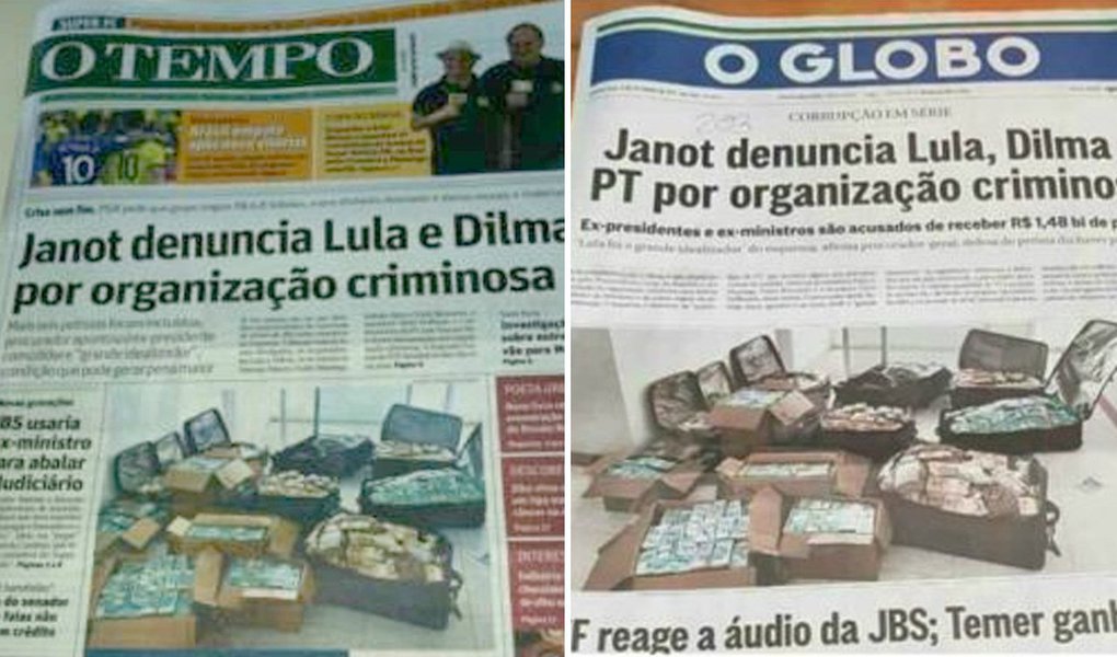 A capa nesta quarta-feira (6) d'O Globo contra Lula e Dilma, sustentada pela foto dos R$ 51 milhões nas malas de Geddel, não foi um "acidente" do jornal dos Marinho. Pelo contrário, houve um método (Foto: Esmael Morais) A capa nesta quarta-feira (6) d'O Globo contra Lula e Dilma, sustentada pela foto dos R$ 51 milhões nas malas de Geddel, não foi um "acidente" do jornal dos Marinho. Pelo contrário, houve um método