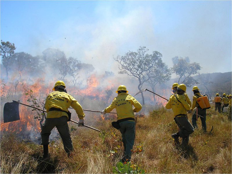 Moradores, visitantes e profissionais de outros estados estão ajudando a combater o incêndio no Parque Nacional da Chapada dos Veadeiros - voluntários são 50% dos profissionais envolvidos no trabalho contra as chamas; o incêndio, provocado por ação humana, já é o maior registrado na história do Parque Nacional e atingiu, até o momento, 64 mil hectares, o equivalente a 26% da área do parque (Foto: Charles Nisz) Moradores, visitantes e profissionais de outros estados estão ajudando a combater o incêndio no Parque Nacional da Chapada dos Veadeiros - voluntários são 50% dos profissionais envolvidos no trabalho contra as chamas; o incêndio, provocado por ação humana, já é o maior registrado na história do Parque Nacional e atingiu, até o momento, 64 mil hectares, o equivalente a 26% da área do parque