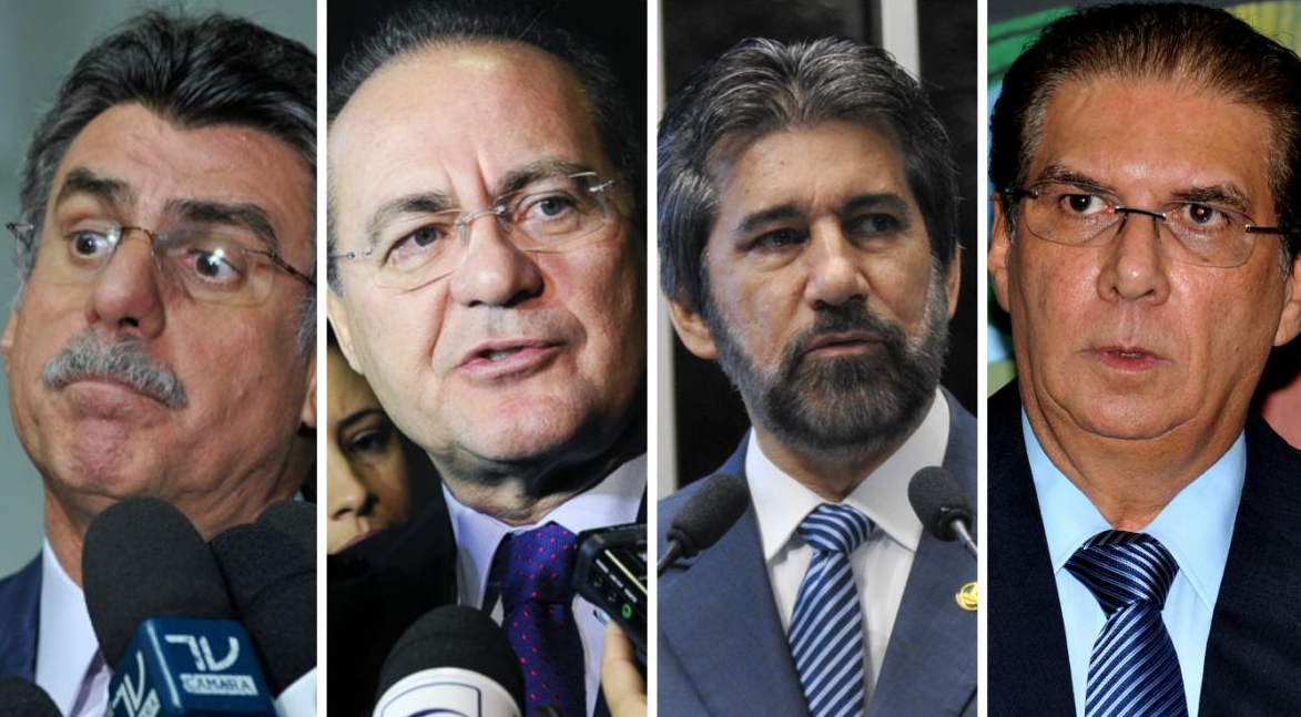 A denúncia do procurador-geral da República, Rodrigo Janot, contra senadores e ex-senadores do PMDB por organização criminosa gerou reação dos políticos; o senador Renan Calheiros (AL) considera que o procurador tenta 'criar uma cortina de fumaça tentando desviar o assunto e encobrir seus malfeitos'. "Essa é mais uma tentativa de vincular-me aos desvios criminosos da Petrobrás, me denunciando várias vezes pela mesma acusação. Ocorre que eu nunca mantive qualquer relação com os operadores citados e o procurador já sabe disso", afirmou Renan; leia as manifestações de Romero Jucá, Edison Lobão, Valdir Raupp, Jader Barbalho, e dos ex-senadores José Sarney e Sérgio Machado (Foto: Aquiles Lins) A denúncia do procurador-geral da República, Rodrigo Janot, contra senadores e ex-senadores do PMDB por organização criminosa gerou reação dos políticos; o senador Renan Calheiros (AL) considera que o procurador tenta 'criar uma cortina de fumaça tentando desviar o assunto e encobrir seus malfeitos'. "Essa é mais uma tentativa de vincular-me aos desvios criminosos da Petrobrás, me denunciando várias vezes pela mesma acusação. Ocorre que eu nunca mantive qualquer relação com os operadores citados e o procurador já sabe disso", afirmou Renan; leia as manifestações de Romero Jucá, Edison Lobão, Valdir Raupp, Jader Barbalho, e dos ex-senadores José Sarney e Sérgio Machado