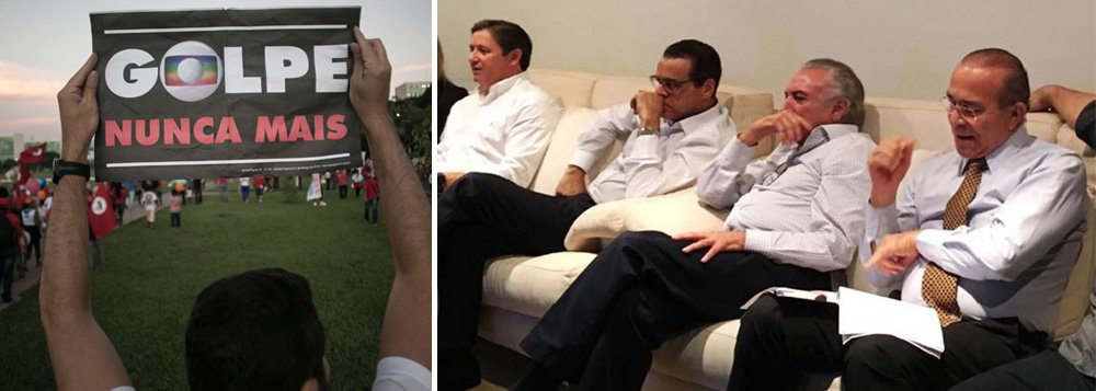Em seu balanço sobre um ano de impeachment, O Globo, que convocou a população brasileira a ocupar as ruas contra a corrupção, reconhece que o Brasil tem hoje no poder o governo mais corrupto da história; a própria foto escolhida foi emblemática, uma vez que Michel Temer, o primeiro ocupante da presidência denunciado por corrupção na história do Brasil, aparece ao lado de Rodrigo Rocha Loures, seu homem da mala, e dos ministros Henrique Eduardo Alves, preso por receber propinas, e Eliseu Padilha, também investigado; "o número de autoridades acusadas de desviar dinheiro público só cresce", reconhece o jornal da família Marinho (Foto: Leonardo Attuch) Em seu balanço sobre um ano de impeachment, O Globo, que convocou a população brasileira a ocupar as ruas contra a corrupção, reconhece que o Brasil tem hoje no poder o governo mais corrupto da história; a própria foto escolhida foi emblemática, uma vez que Michel Temer, o primeiro ocupante da presidência denunciado por corrupção na história do Brasil, aparece ao lado de Rodrigo Rocha Loures, seu homem da mala, e dos ministros Henrique Eduardo Alves, preso por receber propinas, e Eliseu Padilha, também investigado; "o número de autoridades acusadas de desviar dinheiro público só cresce", reconhece o jornal da família Marinho