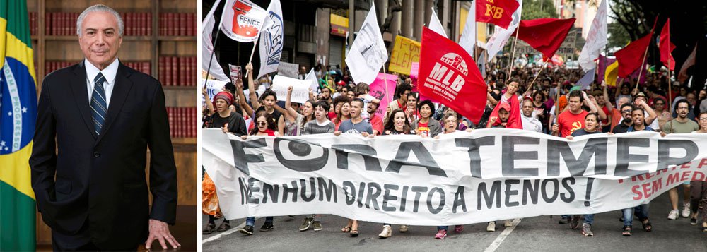 Pesquisa CUT/Vox Populi divulgada nesta sexta-feira confirma o fracasso do golpe de 2016 e demonstra como Michel Temer conseguiu se tornar o governante mais impopular do mundo; rejeitado em todas as regiões do Brasil, ele tem uma aprovação de míseros 3%; além disso, para 84% da população, o Brasil segue no rumo errado e 59% avaliam que a vida pessoal piorou após o golpe; colocado no poder para salvar políticos investigados pela Polícia Federal, Temer tem conseguido estancar a sangria, ao mesmo tempo em que liquida o patrimônio nacional e direitos sociais (Foto: Aquiles Lins) Pesquisa CUT/Vox Populi divulgada nesta sexta-feira confirma o fracasso do golpe de 2016 e demonstra como Michel Temer conseguiu se tornar o governante mais impopular do mundo; rejeitado em todas as regiões do Brasil, ele tem uma aprovação de míseros 3%; além disso, para 84% da população, o Brasil segue no rumo errado e 59% avaliam que a vida pessoal piorou após o golpe; colocado no poder para salvar políticos investigados pela Polícia Federal, Temer tem conseguido estancar a sangria, ao mesmo tempo em que liquida o patrimônio nacional e direitos sociais