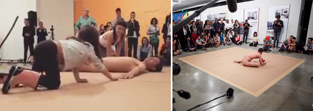 Após polêmica nas redes sociais devido à presença de crianças na performance em que um homem aparecia nu, o Museu de Arte Moderna de São Paulo esclareceu que "a apresentação foi realizada na abertura da Mostra Panorama da Arte Brasileira, em apresentação única", e que "a sala estava devidamente sinalizada sobre o teor da apresentação"; além disso, destaca que o trabalho "não tem conteúdo erótico" e que "a criança que aparece no vídeo estava acompanhada e supervisionada por sua mãe"; a exposição levou moralistas como Jair Bolsonaro e MBL à loucura (Foto: Gisele Federicce) Após polêmica nas redes sociais devido à presença de crianças na performance em que um homem aparecia nu, o Museu de Arte Moderna de São Paulo esclareceu que "a apresentação foi realizada na abertura da Mostra Panorama da Arte Brasileira, em apresentação única", e que "a sala estava devidamente sinalizada sobre o teor da apresentação"; além disso, destaca que o trabalho "não tem conteúdo erótico" e que "a criança que aparece no vídeo estava acompanhada e supervisionada por sua mãe"; a exposição levou moralistas como Jair Bolsonaro e MBL à loucura