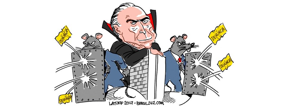 Pelas regras da Constituição, a denúncia só tem prosseguimento se essa for a vontade de 342 deputados. Temer e seus aliados precisam, portanto, trabalhar para que a soma dos parlamentares que votarão contra a denúncia, dos ausentes e das abstenções não chegue a 172; chargista Latuff retrata a tragédia brasileira (Foto: Leonardo Attuch) Pelas regras da Constituição, a denúncia só tem prosseguimento se essa for a vontade de 342 deputados. Temer e seus aliados precisam, portanto, trabalhar para que a soma dos parlamentares que votarão contra a denúncia, dos ausentes e das abstenções não chegue a 172; chargista Latuff retrata a tragédia brasileira
