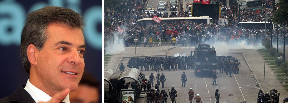 De acordo com sentença da juíza Patricia de Almeida Gomes Bergonse, da 5.ª Vara da Fazenda Pública de Curitiba, a culpa de massacre de 213 pessoas no dia 29 de abril de 2015 foi dos manifestantes — não do governador Beto Richa (PSDB), que autorizou a ação violenta da PM; a magistrada rejeitou a ação civil pública movida pelo MP-PR pedindo a condenação do tucano por improbidade administrativa (Foto: Leonardo Lucena) De acordo com sentença da juíza Patricia de Almeida Gomes Bergonse, da 5.ª Vara da Fazenda Pública de Curitiba, a culpa de massacre de 213 pessoas no dia 29 de abril de 2015 foi dos manifestantes — não do governador Beto Richa (PSDB), que autorizou a ação violenta da PM; a magistrada rejeitou a ação civil pública movida pelo MP-PR pedindo a condenação do tucano por improbidade administrativa