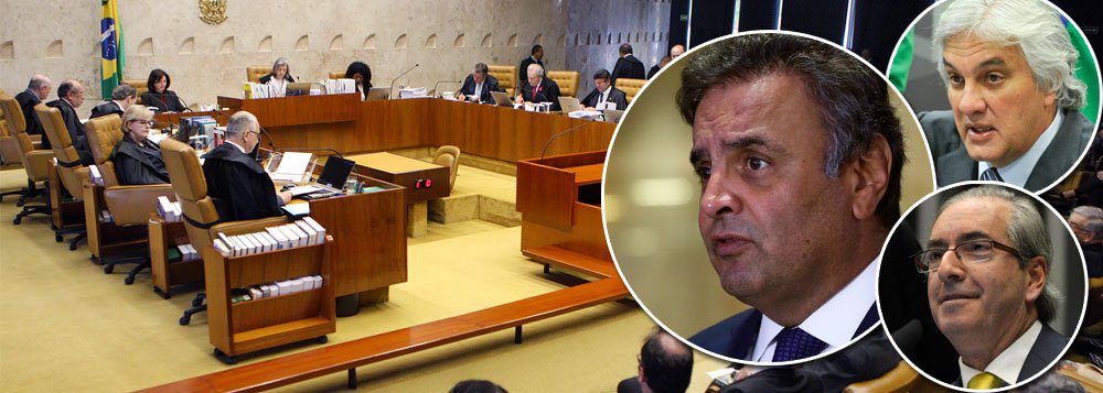 "Mesmo sendo uma decisão coerente com os artigos da Constituição que tratam da perda de mandatos parlamentares, decisão do STF sobre o destino de Aécio Neves obriga a recordar que o mesmo tribunal agiu de modo diferente diante do petista Delcídio do Amaral e de Eduardo Cunha, que só foi afastado depois de conduzir a votação pelo impeachment de Dilma" escreve Paulo Moreira Leite, articulista do 247. Em entrevista ao 247, o constitucionalista Marcelo Neves, favorável a decisão do Supremo, diz que "o problema é que o Senado não deve cumprir a função de afastar nem de cassar Aécio." (Foto: Paulo Moreira Leite) "Mesmo sendo uma decisão coerente com os artigos da Constituição que tratam da perda de mandatos parlamentares, decisão do STF sobre o destino de Aécio Neves obriga a recordar que o mesmo tribunal agiu de modo diferente diante do petista Delcídio do Amaral e de Eduardo Cunha, que só foi afastado depois de conduzir a votação pelo impeachment de Dilma" escreve Paulo Moreira Leite, articulista do 247. Em entrevista ao 247, o constitucionalista Marcelo Neves, favorável a decisão do Supremo, diz que "o problema é que o Senado não deve cumprir a função de afastar nem de cassar Aécio."