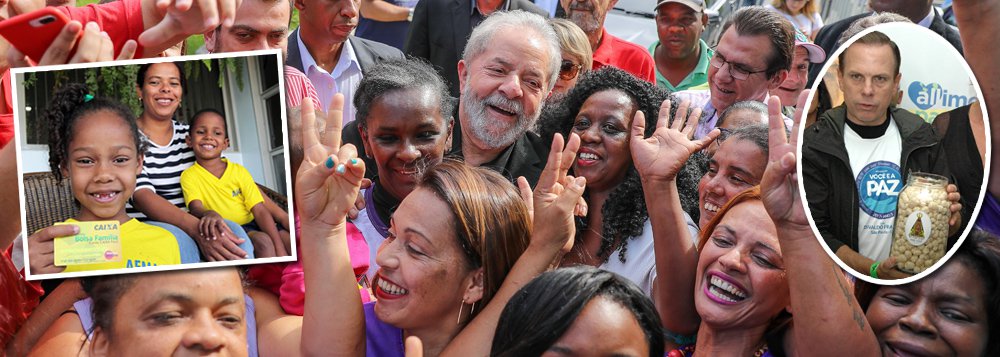 Numa alfinetada ao programa do prefeito João Doria (PSDB), que prevê a produção de uma "farinata" feita com alimentos perto da data de vencer, ou prontos para o descarte, para ser distribuída para os mais pobres, o ex-presidente Lula postou em sua conta no Twitter nesta sexta-feira 20: "Os brasileiros querem inclusão social e dignidade. Não querem ração. Hoje o Bolsa Família completa 14 anos"; a postagem traz ainda um vídeo sobre o programa social lançado em seu governo, e que tirou 36 milhões de brasileiros da extrema pobreza (Foto: Gisele Federicce) Numa alfinetada ao programa do prefeito João Doria (PSDB), que prevê a produção de uma "farinata" feita com alimentos perto da data de vencer, ou prontos para o descarte, para ser distribuída para os mais pobres, o ex-presidente Lula postou em sua conta no Twitter nesta sexta-feira 20: "Os brasileiros querem inclusão social e dignidade. Não querem ração. Hoje o Bolsa Família completa 14 anos"; a postagem traz ainda um vídeo sobre o programa social lançado em seu governo, e que tirou 36 milhões de brasileiros da extrema pobreza
