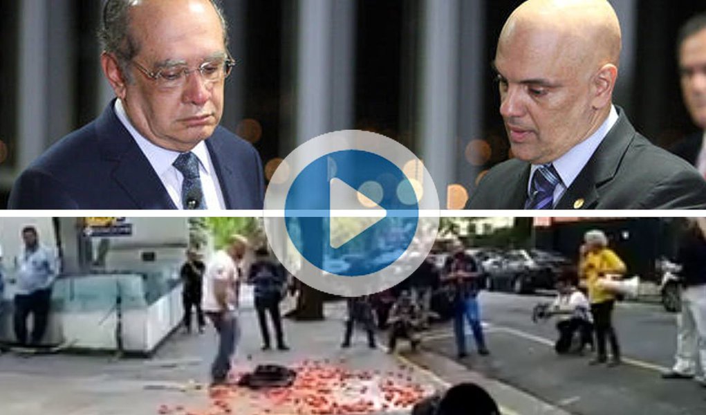 Os ministros Gilmar Mendes e Alexandre de Moraes, do Supremo Tribunal Federal (STF), foram alvo de protesto de manifestantes na manhã deste sábado, durante um seminário no prédio do Instituto de Direito Público (IDP) paulista; eles levaram tomates para atirar no ministro e presidente do TSE, mas Gilmar, que estava acompanhado do ministro Moraes, chegou sem ser notado por eles; "Isso faz parte do jogo democrático", disse Gilmar ao chegar ao auditório do IDP ao comentar os protestos (Foto: Aquiles Lins) Os ministros Gilmar Mendes e Alexandre de Moraes, do Supremo Tribunal Federal (STF), foram alvo de protesto de manifestantes na manhã deste sábado, durante um seminário no prédio do Instituto de Direito Público (IDP) paulista; eles levaram tomates para atirar no ministro e presidente do TSE, mas Gilmar, que estava acompanhado do ministro Moraes, chegou sem ser notado por eles; "Isso faz parte do jogo democrático", disse Gilmar ao chegar ao auditório do IDP ao comentar os protestos