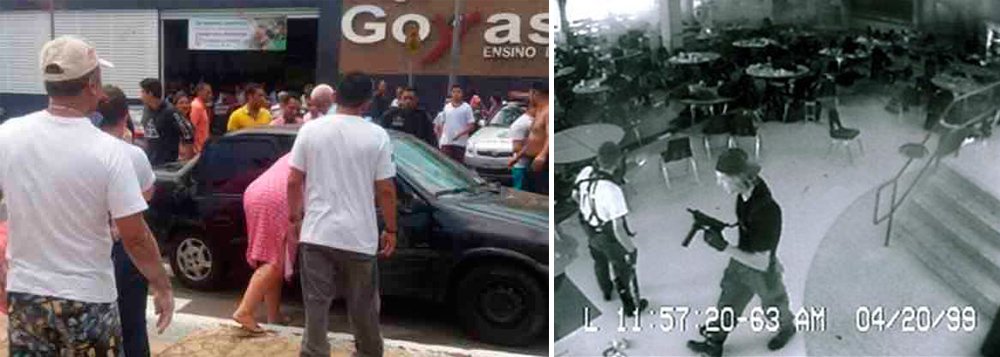 O estudante de 14 anos que foi o autor do ataque com arma de fogo ocorrido no fim dessa manhã no Colégio Goyases, em Goiânia, afirmou que foi motivado por bullying e disse que se inspirou nos casos da escola de Columbine (ocorrido em 1999, nos Estados Unidos), e de Realengo (em 2011, no Rio de Janeiro), de acordo com o delegado Luís Gonzaga, da Delegacia de Polícia de Apuração de Atos Infracionais da Polícia Civil de Goiás; o adolescente já foi ouvido pela polícia; o autor dos disparos narrou também que tinha intenção de matar apenas o colega autor do bullying contra ele, mas no momento do ataque, sentiu vontade de fazer mais vítimas (Foto: Gisele Federicce) O estudante de 14 anos que foi o autor do ataque com arma de fogo ocorrido no fim dessa manhã no Colégio Goyases, em Goiânia, afirmou que foi motivado por bullying e disse que se inspirou nos casos da escola de Columbine (ocorrido em 1999, nos Estados Unidos), e de Realengo (em 2011, no Rio de Janeiro), de acordo com o delegado Luís Gonzaga, da Delegacia de Polícia de Apuração de Atos Infracionais da Polícia Civil de Goiás; o adolescente já foi ouvido pela polícia; o autor dos disparos narrou também que tinha intenção de matar apenas o colega autor do bullying contra ele, mas no momento do ataque, sentiu vontade de fazer mais vítimas
