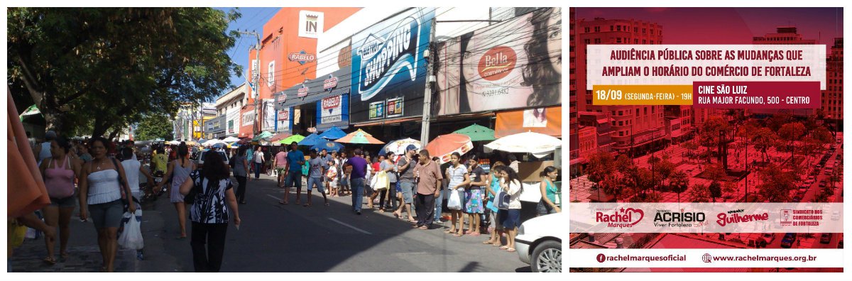 A proposta do Prefeito Roberto Cláudio que muda o horário de funcionamento do comércio de Fortaleza, estará em debate hoje à noite, numa audiência publica convocada conjuntamente pela Câmara Municipal e Assembleia Legislativa, através dos vereadores Acrísio Sena (PT) e Guilherme Sampaio (PT) e da deputada estadual Rachel Marques (PT). A proposta não tem o apoio do Sindicato dos Comerciários que considera a medida prejudicial à categoria com a ampliação da jornada de trabalho, a falta de segurança e a falta de transporte público
(Foto: Fatima 247) A proposta do Prefeito Roberto Cláudio que muda o horário de funcionamento do comércio de Fortaleza, estará em debate hoje à noite, numa audiência publica convocada conjuntamente pela Câmara Municipal e Assembleia Legislativa, através dos vereadores Acrísio Sena (PT) e Guilherme Sampaio (PT) e da deputada estadual Rachel Marques (PT). A proposta não tem o apoio do Sindicato dos Comerciários que considera a medida prejudicial à categoria com a ampliação da jornada de trabalho, a falta de segurança e a falta de transporte público