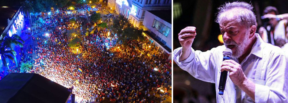 No ato encerramento da caravana que rodou todos os estados do Nordeste, o ex-presidente Lula falou nesta terça-feira, 5, para uma multidão em São Luís; Lula voltou a dizer que os brasileiros mantenham a esperança no País e mandou recado a quem tenta destruir o seu legado; "Se eles pensam que é só tirar o Lula da jogada e está tudo certo, eles estão muito enganados. Já existem milhões que pensam como Lula", disse; "Eles têm de saber que o Lula hoje representa uma ideia: a ideia de que o povo pode,que o povo quer viver bem" (Foto: Charles Nisz) No ato encerramento da caravana que rodou todos os estados do Nordeste, o ex-presidente Lula falou nesta terça-feira, 5, para uma multidão em São Luís; Lula voltou a dizer que os brasileiros mantenham a esperança no País e mandou recado a quem tenta destruir o seu legado; "Se eles pensam que é só tirar o Lula da jogada e está tudo certo, eles estão muito enganados. Já existem milhões que pensam como Lula", disse; "Eles têm de saber que o Lula hoje representa uma ideia: a ideia de que o povo pode,que o povo quer viver bem"