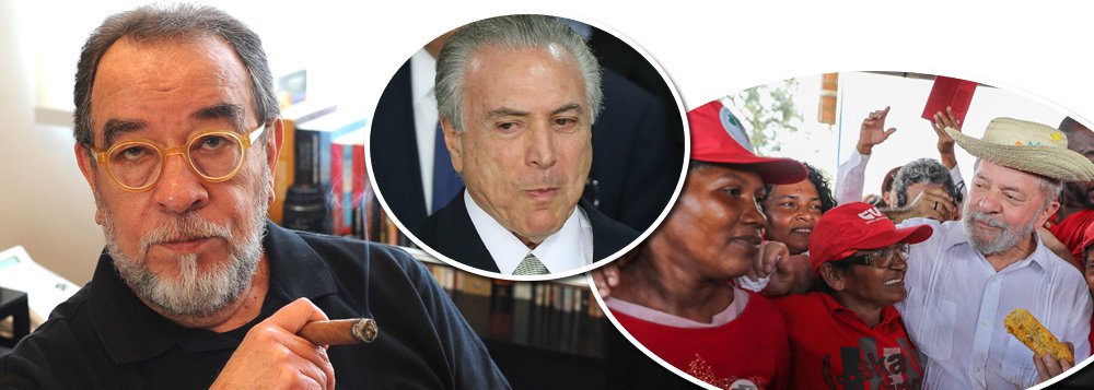 O jornalista e escritor Fernando Morais, editor do Nocaute e um dos principais nomes da literatura brasileira, diz que Michel Temer conseguiu um prodígio: o de reunir a maior coleção de batedores de carteira num único governo; "se ele ficar até o fim, não restará um figo podre nas mãos do estado brasileiro", afirma; atualmente, além do Nocaute, Morais se dedica a escrever uma biografia do ex-presidente Lula e diz que ele será lembrado pela História como um nome ainda maior do que Getúlio Vargas; em relação ao golpe, ele diz estar convencido da participação dos Estados Unidos na deposição da presidente Dilma Rousseff; assista a íntegra (Foto: Leonardo Attuch) O jornalista e escritor Fernando Morais, editor do Nocaute e um dos principais nomes da literatura brasileira, diz que Michel Temer conseguiu um prodígio: o de reunir a maior coleção de batedores de carteira num único governo; "se ele ficar até o fim, não restará um figo podre nas mãos do estado brasileiro", afirma; atualmente, além do Nocaute, Morais se dedica a escrever uma biografia do ex-presidente Lula e diz que ele será lembrado pela História como um nome ainda maior do que Getúlio Vargas; em relação ao golpe, ele diz estar convencido da participação dos Estados Unidos na deposição da presidente Dilma Rousseff; assista a íntegra