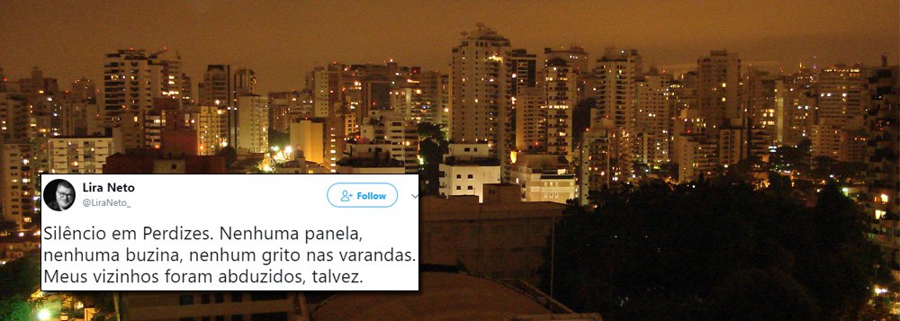 O escritor Lira Neto ironizou a falta de manifestações contra o resultado da votação da Câmara que anistiou nesta quarta-feira, 2, a corrupção passiva de Michel Temer; "Silêncio em Perdizes. Nenhuma panela, nenhuma buzina, nenhum grito nas varandas. Meus vizinhos foram abduzidos, talvez", ironizou (Foto: Aquiles Lins) O escritor Lira Neto ironizou a falta de manifestações contra o resultado da votação da Câmara que anistiou nesta quarta-feira, 2, a corrupção passiva de Michel Temer; "Silêncio em Perdizes. Nenhuma panela, nenhuma buzina, nenhum grito nas varandas. Meus vizinhos foram abduzidos, talvez", ironizou