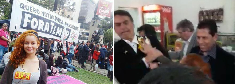A autora do escracho contra o deputado Jair Bolsonaro nesta semana em Ribeirão Preto, interior de São Paulo, vem sendo identificada como "Gabi", filiada ao PCdoB; depois da ovada, ela passou a ser alvo de notícias falsas na internet, como a de que vem infectando homens e mulheres com Aids na cidade paulista (Foto: Gisele Federicce) A autora do escracho contra o deputado Jair Bolsonaro nesta semana em Ribeirão Preto, interior de São Paulo, vem sendo identificada como "Gabi", filiada ao PCdoB; depois da ovada, ela passou a ser alvo de notícias falsas na internet, como a de que vem infectando homens e mulheres com Aids na cidade paulista