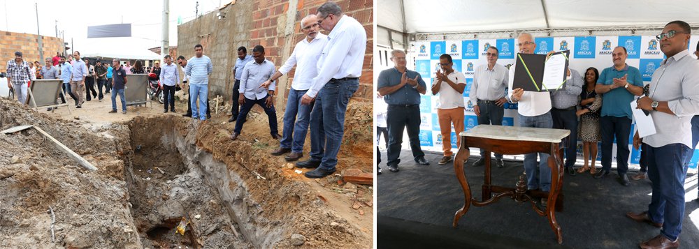 Prefeito de Aracaju, Edvaldo Nogueira assinou ordem de serviço para a realização das obras complementares do bairro Coqueiral, na Zona Norte; investimento de R$ 6,1 milhões beneficiará diretamente 23 ruas da comunidade; previsão é que as obras sejam concluídas em até oito meses; serão executados serviços de terraplenagem, contenção, drenagem pluvial, pavimentação, esgotamento sanitário, sistema de abastecimento de água e execução de passeios (Foto: Paulo Emílio) Prefeito de Aracaju, Edvaldo Nogueira assinou ordem de serviço para a realização das obras complementares do bairro Coqueiral, na Zona Norte; investimento de R$ 6,1 milhões beneficiará diretamente 23 ruas da comunidade; previsão é que as obras sejam concluídas em até oito meses; serão executados serviços de terraplenagem, contenção, drenagem pluvial, pavimentação, esgotamento sanitário, sistema de abastecimento de água e execução de passeios