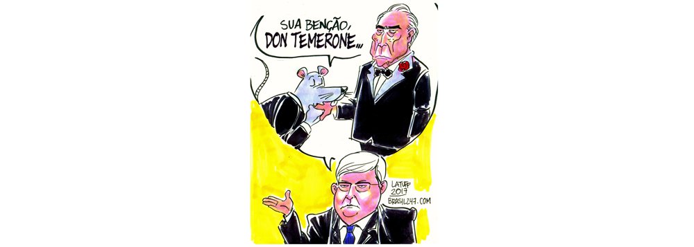 Na charge de Latuff, Michel Temer, denunciado como chefe do quadrilhão, é Dom Temerone (Foto: Felipe L. Goncalves) Na charge de Latuff, Michel Temer, denunciado como chefe do quadrilhão, é Dom Temerone