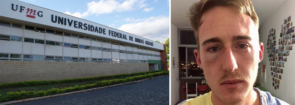 A Universidade Federal Minas Gerais (UFMG) emitiu nota repudiando a agressão ao norte-americano Shane Landry, que há dois anos e meio cursa demografia na instituição, e foi espancando no Centro de Belo Horizonte, junto com um colega; provavelmente foi crime de homofobia; “Condenamos e repudiamos, de forma veemente, qualquer forma de discriminação ou preconceito por orientação sexual ou qualquer ação que fira a dignidade das pessoas”, afirmaram o reitor Jaime Ramírez e a vice-reitora Sandra Almeida (Foto: Leonardo Lucena) A Universidade Federal Minas Gerais (UFMG) emitiu nota repudiando a agressão ao norte-americano Shane Landry, que há dois anos e meio cursa demografia na instituição, e foi espancando no Centro de Belo Horizonte, junto com um colega; provavelmente foi crime de homofobia; “Condenamos e repudiamos, de forma veemente, qualquer forma de discriminação ou preconceito por orientação sexual ou qualquer ação que fira a dignidade das pessoas”, afirmaram o reitor Jaime Ramírez e a vice-reitora Sandra Almeida