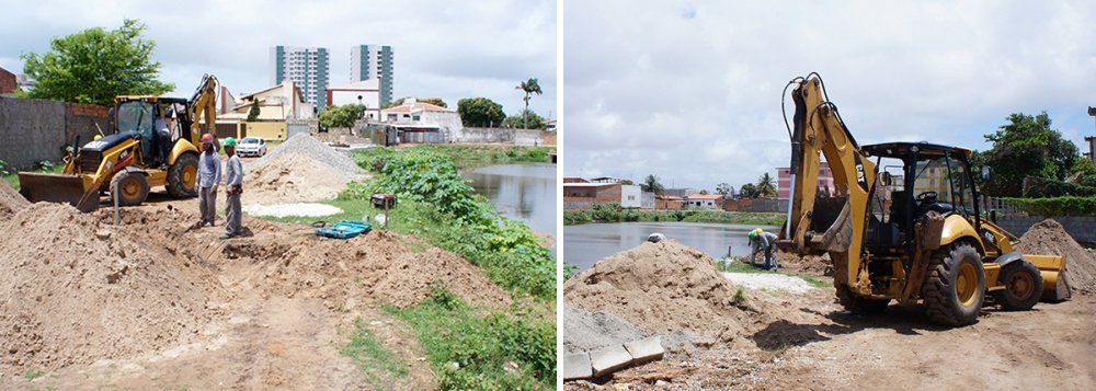 Depois de ter construído uma bacia de amortização que absorverá as águas pluviais de parte da zona Sul e Zona de Expansão, através do canal Costa do Sol, a Prefeitura de Aracaju volta a investir no local com uma obra complementar para consolidar as melhorias no saneamento e resguardar os aspectos estruturantes; estão sendo investidos cerca de R$ 760 mil na construção de passeio e estrutura de proteção a toda a área que margeia a lagoa receptora de drenagem, reforçando a estrutura e proporcionando mais segurança à população que mora no entorno (Foto: Voney Malta) Depois de ter construído uma bacia de amortização que absorverá as águas pluviais de parte da zona Sul e Zona de Expansão, através do canal Costa do Sol, a Prefeitura de Aracaju volta a investir no local com uma obra complementar para consolidar as melhorias no saneamento e resguardar os aspectos estruturantes; estão sendo investidos cerca de R$ 760 mil na construção de passeio e estrutura de proteção a toda a área que margeia a lagoa receptora de drenagem, reforçando a estrutura e proporcionando mais segurança à população que mora no entorno
