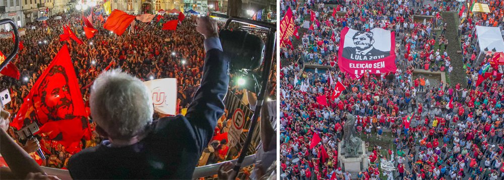 Depois que prestou depoimento ao juiz Sérgio Moro por cerca de duas horas nesta quarta-feira, 13, em Curitiba, o ex-presidente Luiz Inácio Lula da Silva discursou para uma multidão que o aguardava na Praça Generoso Marques; Em discurso rápido, mas firme, Lula disse que para a militância não se preocupar com os depoimentos dele; "Eu virei a Curitiba quantas vezes forem necessárias porque a verdade vencerá a mentira", disse; Lula disse também que "não há na história da humanidade nenhum estadista que resolveu governar para os pobres e tivesse resistido à sanha da elite perversa"; "Se eles estão com medo de que eu volte a governar esse país, é bom eles terem medo mesmo", afirmou (Foto: Aquiles Lins) Depois que prestou depoimento ao juiz Sérgio Moro por cerca de duas horas nesta quarta-feira, 13, em Curitiba, o ex-presidente Luiz Inácio Lula da Silva discursou para uma multidão que o aguardava na Praça Generoso Marques; Em discurso rápido, mas firme, Lula disse que para a militância não se preocupar com os depoimentos dele; "Eu virei a Curitiba quantas vezes forem necessárias porque a verdade vencerá a mentira", disse; Lula disse também que "não há na história da humanidade nenhum estadista que resolveu governar para os pobres e tivesse resistido à sanha da elite perversa"; "Se eles estão com medo de que eu volte a governar esse país, é bom eles terem medo mesmo", afirmou