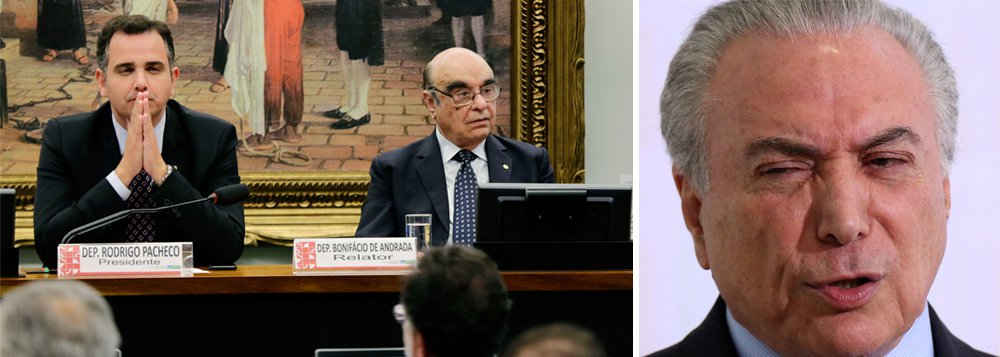 Por 39 votos favoráveis 26 contrários, a Comissão de Constituição e Justiça da Câmara aprovou o relatório do deputado Bonifácio Andrada (PSDB) que recomenda a rejeição da denúncia de organização criminosa e obstrução de Justiça contra Michel Temer e os ministros Eliseu Padilha e Moreira Franco; mesmo com a decisão da CCJ, a palavra final sobre o prosseguimento ou não do processo para o Supremo Tribunal Federal (STF) cabe ao plenário da Câmara; votação ainda não tem data definida (Foto: Gisele Federicce) Por 39 votos favoráveis 26 contrários, a Comissão de Constituição e Justiça da Câmara aprovou o relatório do deputado Bonifácio Andrada (PSDB) que recomenda a rejeição da denúncia de organização criminosa e obstrução de Justiça contra Michel Temer e os ministros Eliseu Padilha e Moreira Franco; mesmo com a decisão da CCJ, a palavra final sobre o prosseguimento ou não do processo para o Supremo Tribunal Federal (STF) cabe ao plenário da Câmara; votação ainda não tem data definida
