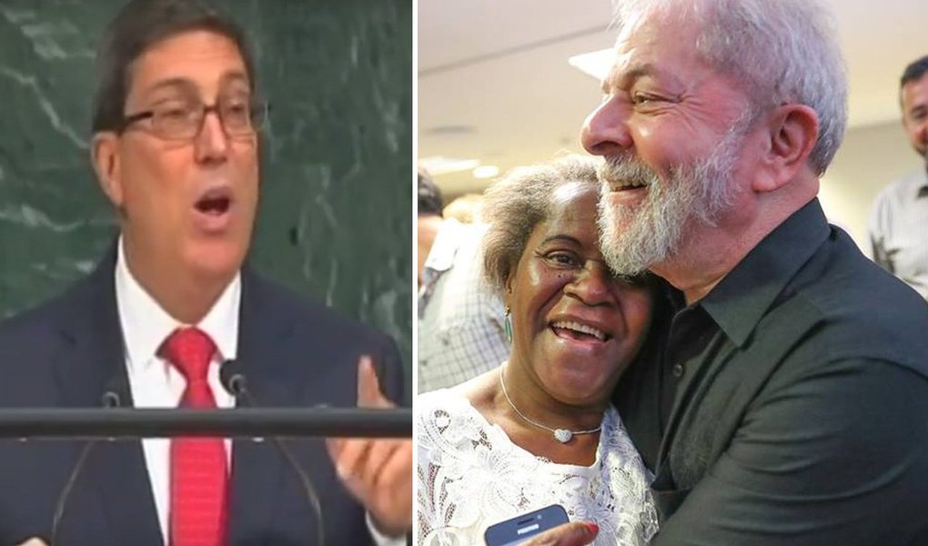 O chanceler cubano Bruno Rodriguez Parrilla hipotecou solidariedade e denunciou em discurso na ONU a perseguição judicial contra o ex-presidente Luiz Inácio Lula da Silva com vistas a impedir sua candidatura presidencial; "Expressamos nossa solidariedade ao ex-presidente do Brasil, Luiz Inácio Lula da Silva, que é vítima de uma perseguição política, para impedir sua candidatura nas eleições presidenciais diretas de 2018, mediante uma inabilitação judicial. Lula, a ex-presidente Dilma Rousseff e o Partido dos Trabalhadores terão sempre Cuba a seu lado", discursou Rodríguez para uma assembleia de líderes políticos mundiais (Foto: Tereza Cruvinel) O chanceler cubano Bruno Rodriguez Parrilla hipotecou solidariedade e denunciou em discurso na ONU a perseguição judicial contra o ex-presidente Luiz Inácio Lula da Silva com vistas a impedir sua candidatura presidencial; "Expressamos nossa solidariedade ao ex-presidente do Brasil, Luiz Inácio Lula da Silva, que é vítima de uma perseguição política, para impedir sua candidatura nas eleições presidenciais diretas de 2018, mediante uma inabilitação judicial. Lula, a ex-presidente Dilma Rousseff e o Partido dos Trabalhadores terão sempre Cuba a seu lado", discursou Rodríguez para uma assembleia de líderes políticos mundiais