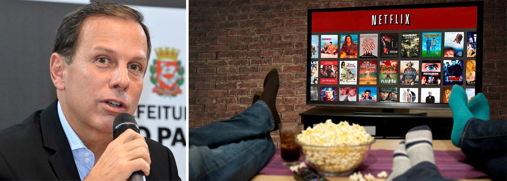 Prefeito de São Paulo, João Doria (PSDB), encaminhou à Câmara de Vereadores um projeto de lei que inclui uma série de atividades do setor de serviços que devem pagar o Imposto Sobre Serviços (ISS), entre eles o "streaming", bastante utilizado por empresas que fornecem conteúdo online, como Netflix e Spotify; taxa proposta é de 2,9% do valor do faturamento total da nota a ser paga pelo consumidor; expectativa é que a arrecadação com a cobrança do ISS sobre este segmento chegue a R$ 35 milhões anuais (Foto: Paulo Emílio) Prefeito de São Paulo, João Doria (PSDB), encaminhou à Câmara de Vereadores um projeto de lei que inclui uma série de atividades do setor de serviços que devem pagar o Imposto Sobre Serviços (ISS), entre eles o "streaming", bastante utilizado por empresas que fornecem conteúdo online, como Netflix e Spotify; taxa proposta é de 2,9% do valor do faturamento total da nota a ser paga pelo consumidor; expectativa é que a arrecadação com a cobrança do ISS sobre este segmento chegue a R$ 35 milhões anuais