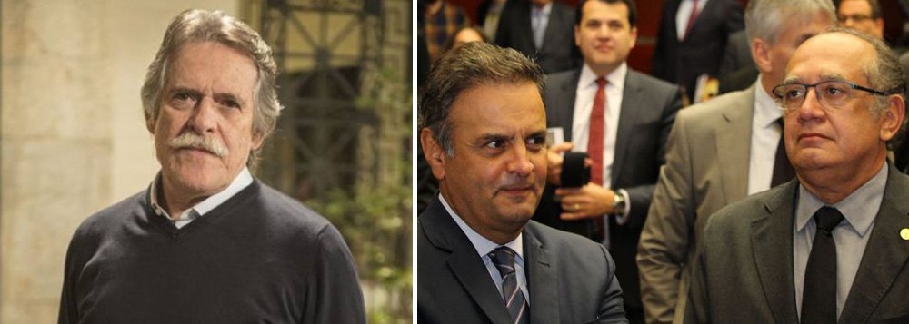 "Gilmar e Aécio, tudo a ver. Alguém tinha dúvidas? Amigo de criminoso, inocente é?", postou o ator em sua conta no Twitter, depois da revelação de que o ministro do STF e o senador tucano se falaram 33 vezes por telefone entre março e maio desse ano (Foto: Gisele Federicce) "Gilmar e Aécio, tudo a ver. Alguém tinha dúvidas? Amigo de criminoso, inocente é?", postou o ator em sua conta no Twitter, depois da revelação de que o ministro do STF e o senador tucano se falaram 33 vezes por telefone entre março e maio desse ano